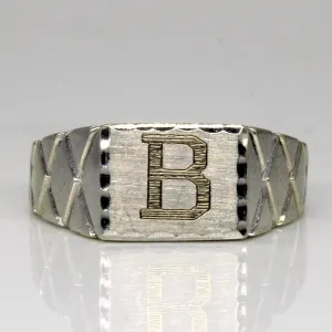 10 White Gold 'B' Initial Ring | SZ 9.25 |