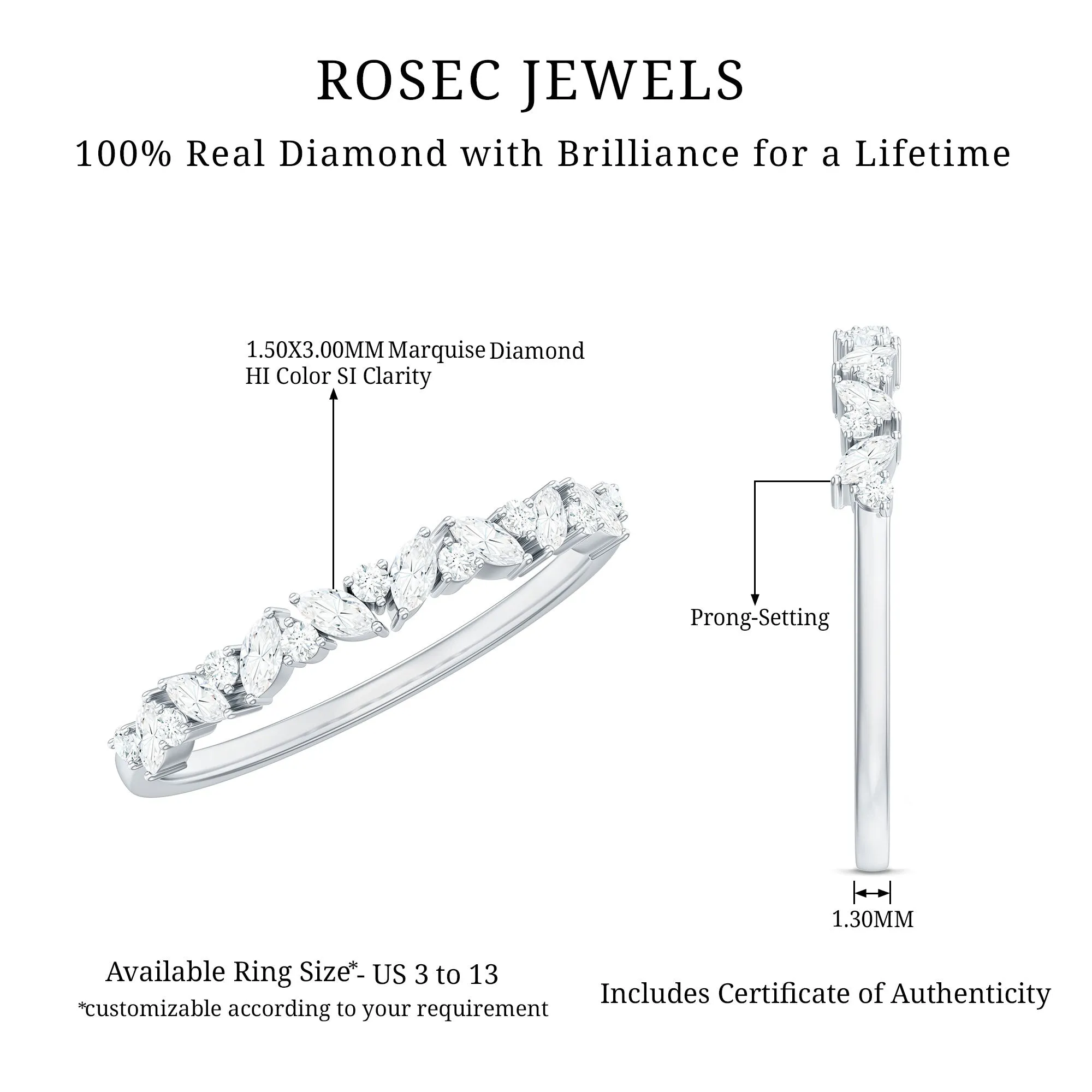 1/2 CT Diamond Stackable Band Ring