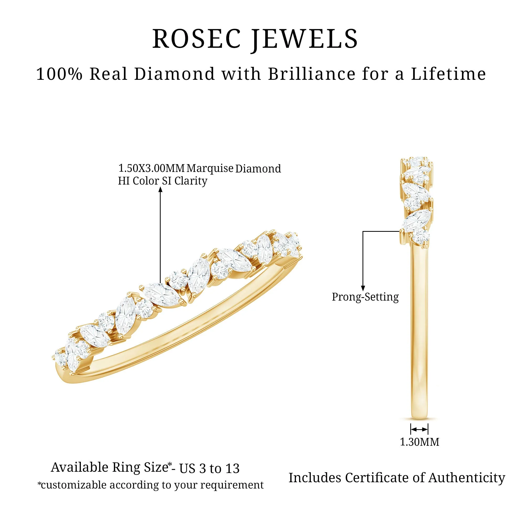 1/2 CT Diamond Stackable Band Ring