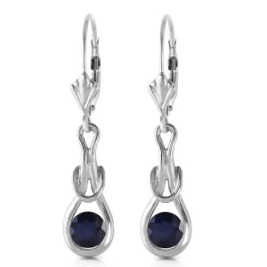 1.3 Carat 14K Solid White Gold Leverback Earrings Natural Sapphire