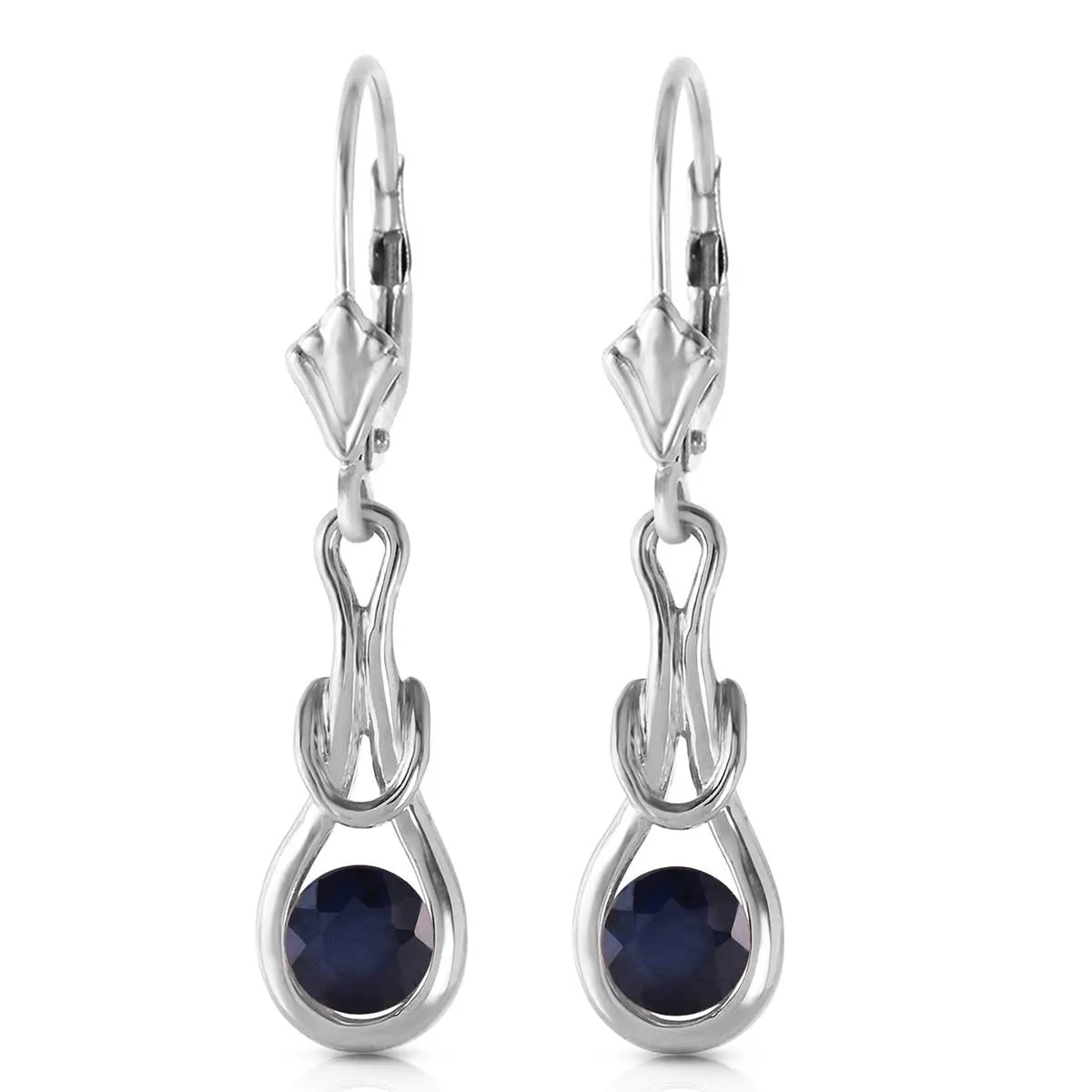 1.3 Carat 14K Solid White Gold Leverback Earrings Natural Sapphire