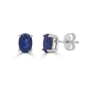 14k Gold & Sapphire Oval Studs - 1.00ct