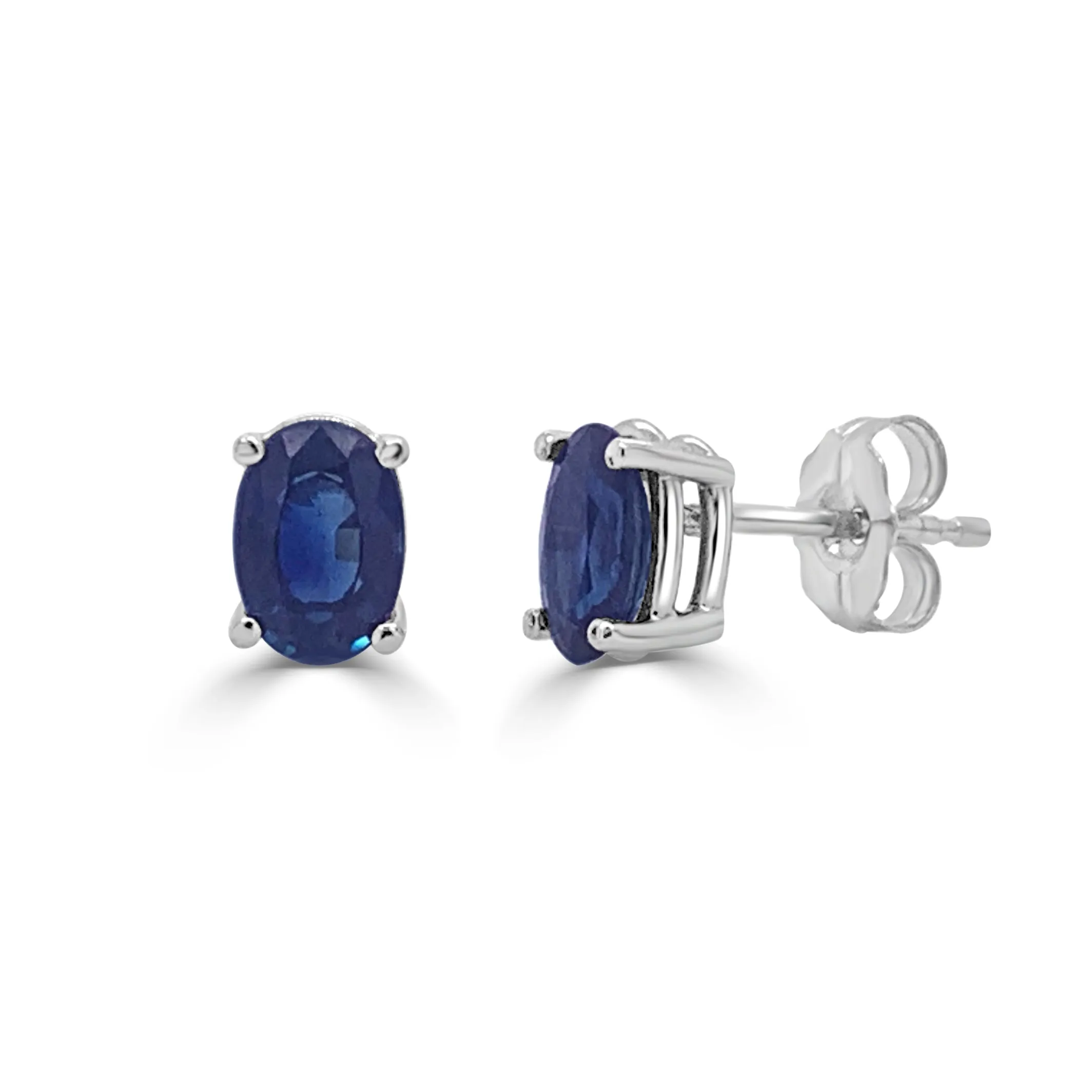 14k Gold & Sapphire Oval Studs - 1.00ct