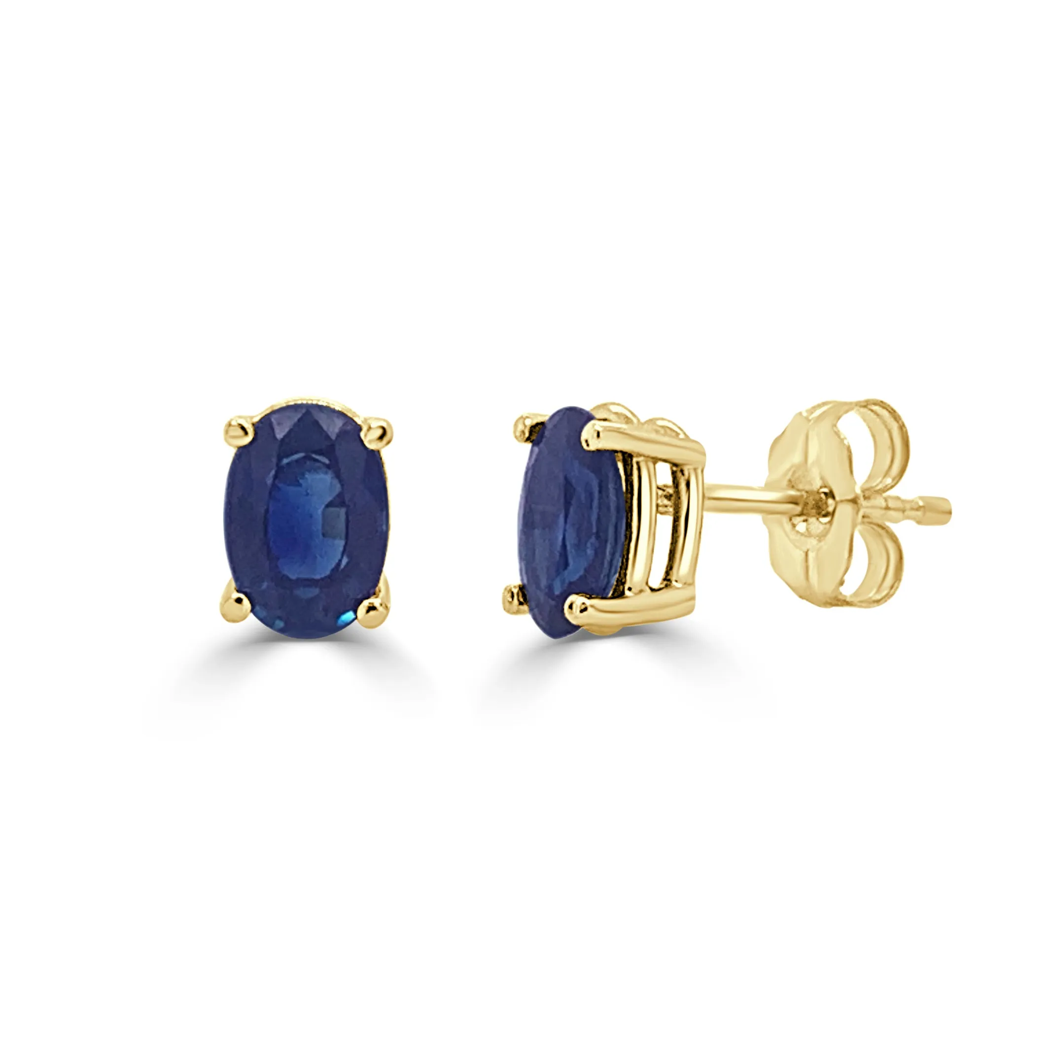 14k Gold & Sapphire Oval Studs - 1.00ct