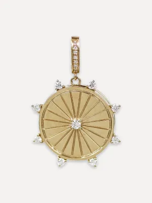 14K Gold Sundial  Locket