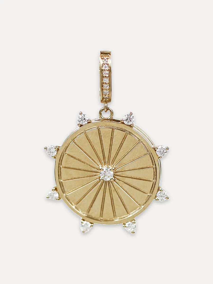 14K Gold Sundial  Locket