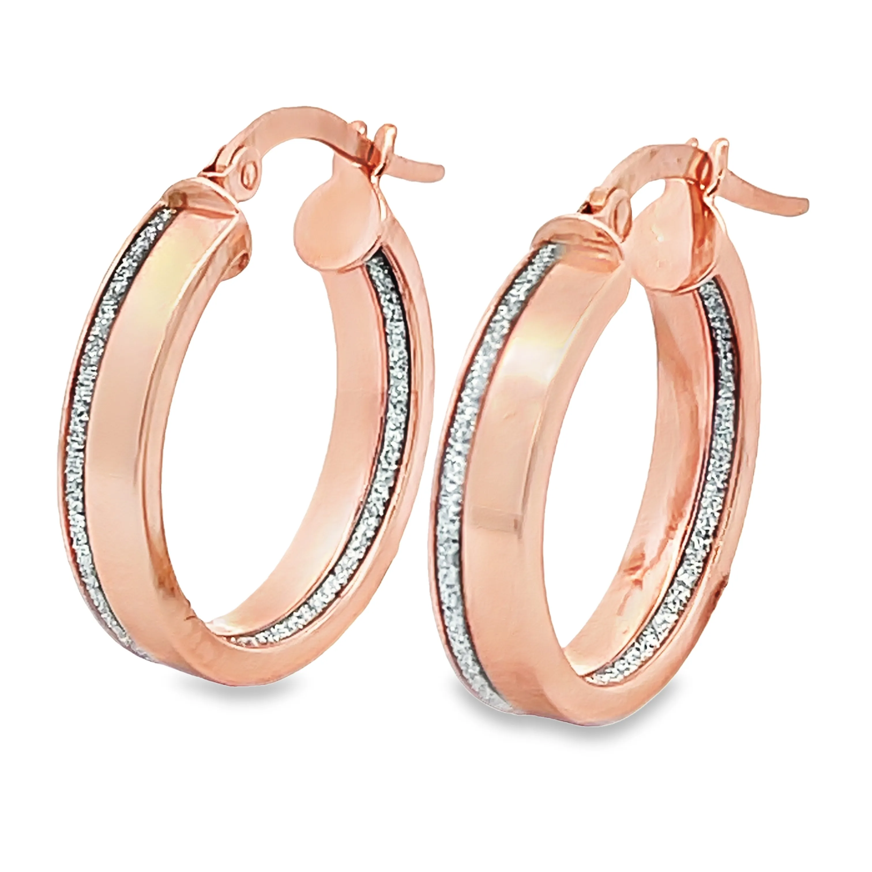14K Rose Gold Glitter Hoop