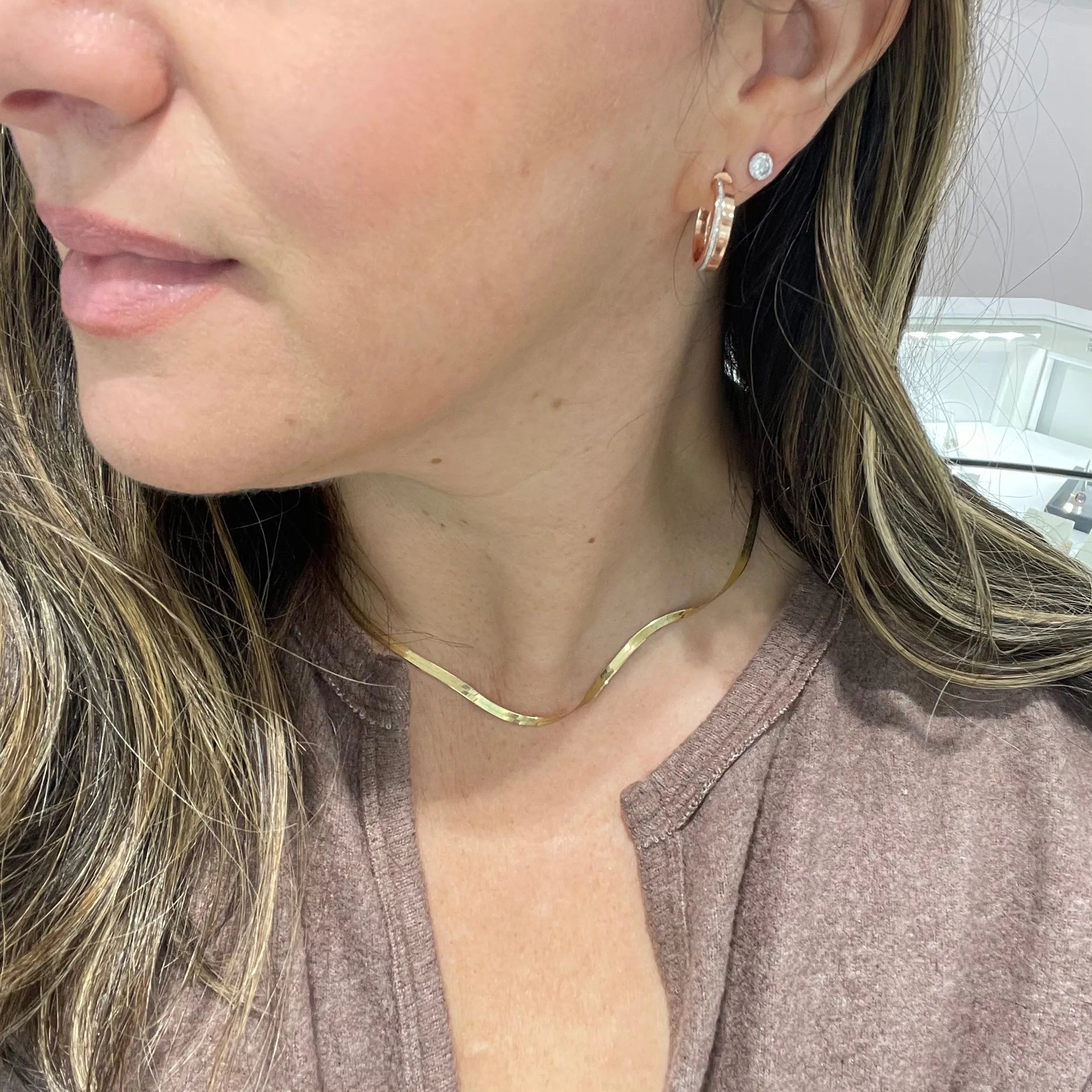 14K Rose Gold Glitter Hoop