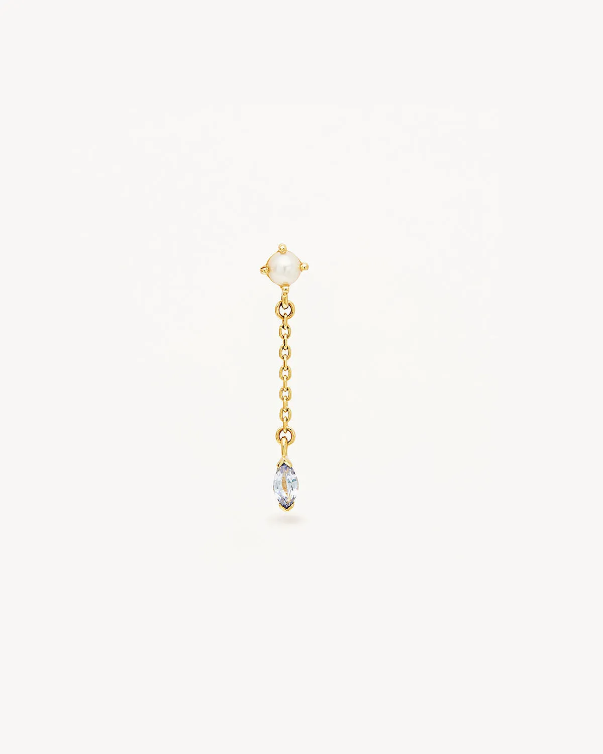 14k Solid Gold Into The Blue Chain Earring