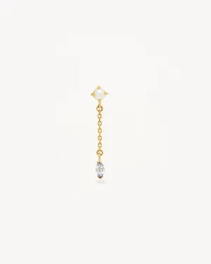 14k Solid Gold Into The Blue Chain Earring