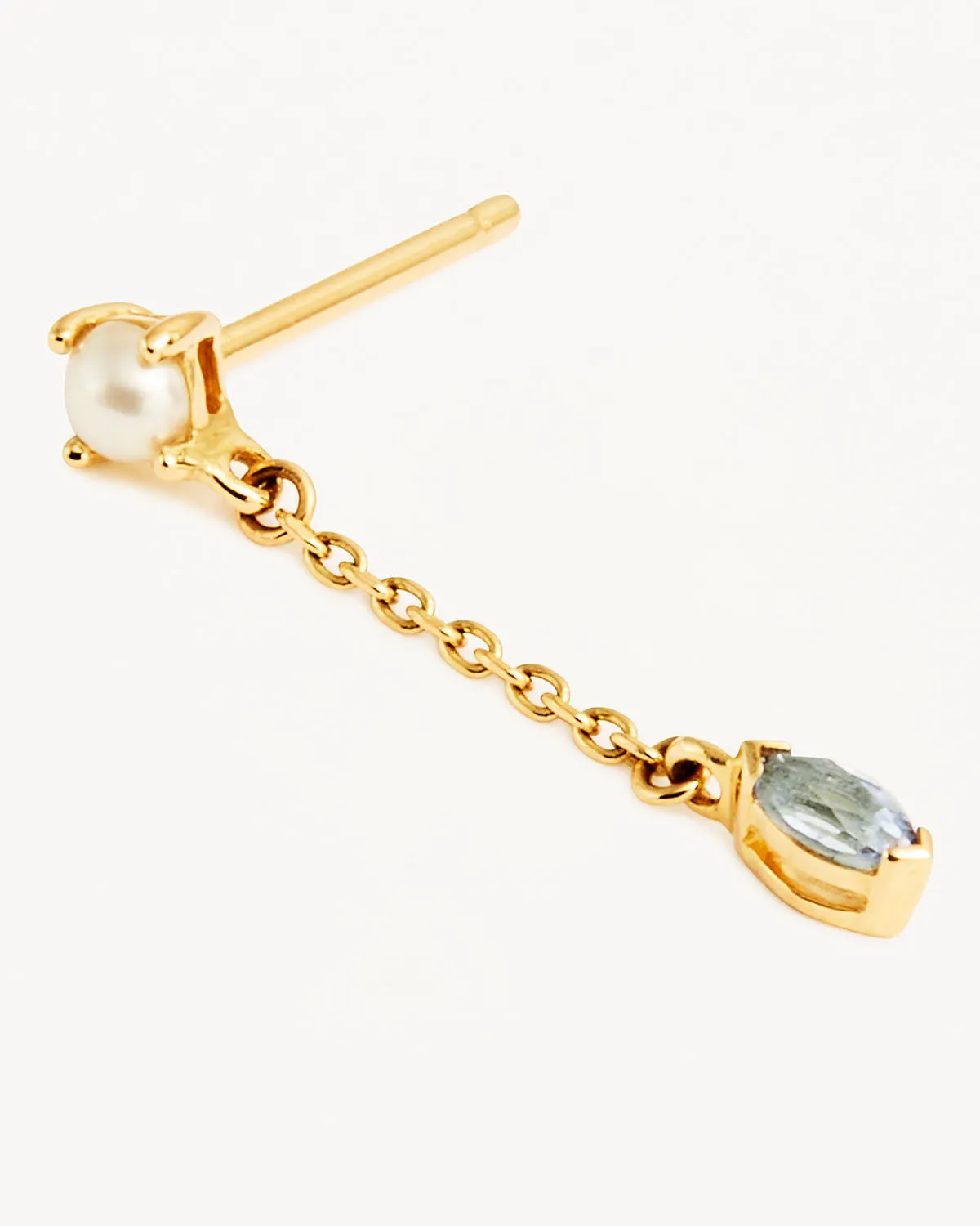 14k Solid Gold Into The Blue Chain Earring
