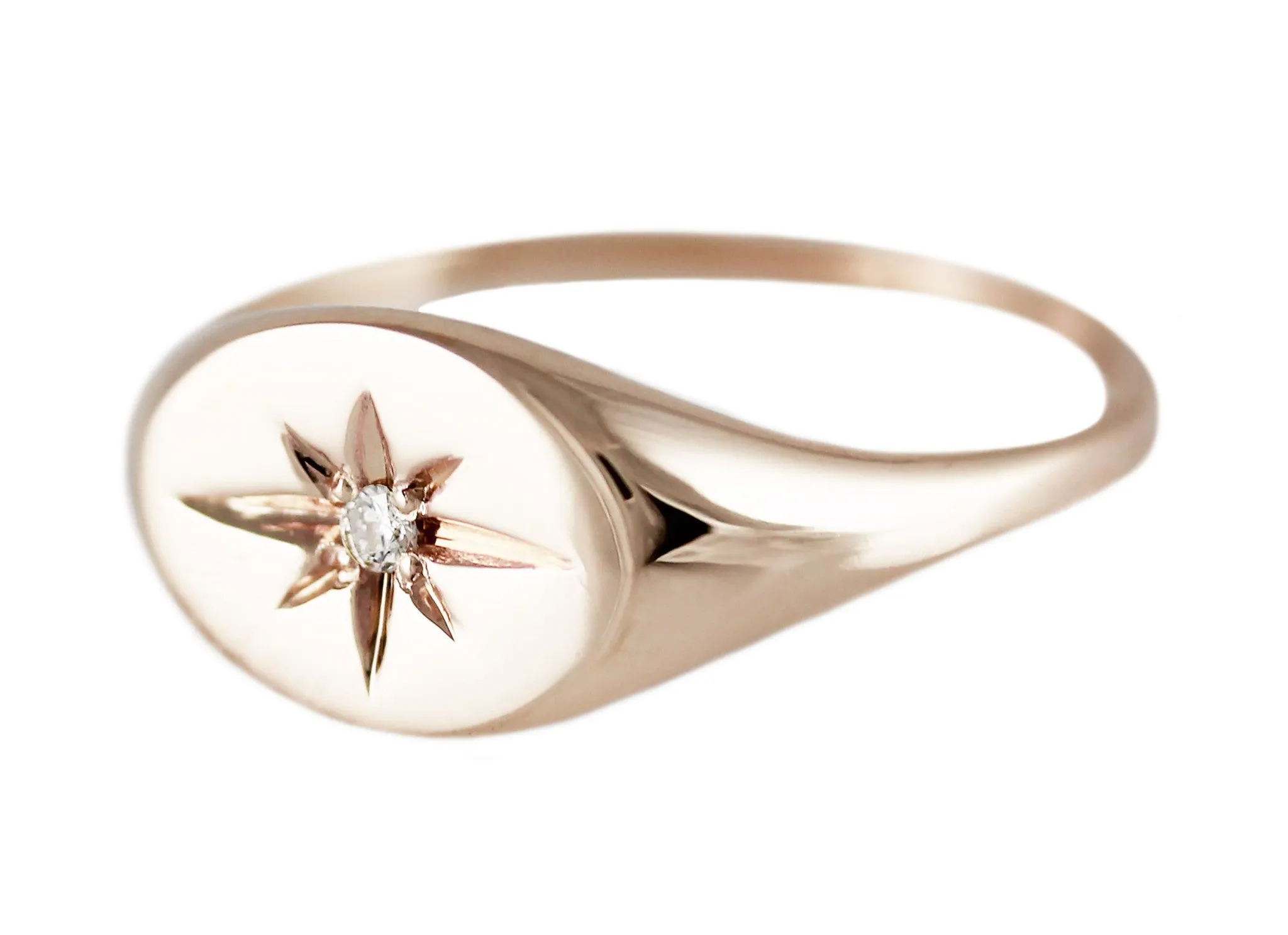 14K STARBURST SIGNET RING