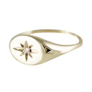 14K STARBURST SIGNET RING