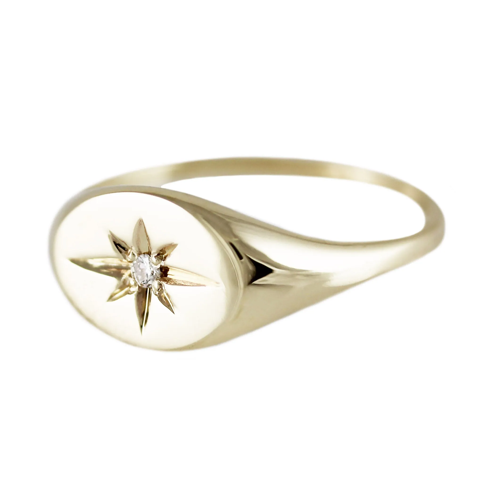14K STARBURST SIGNET RING