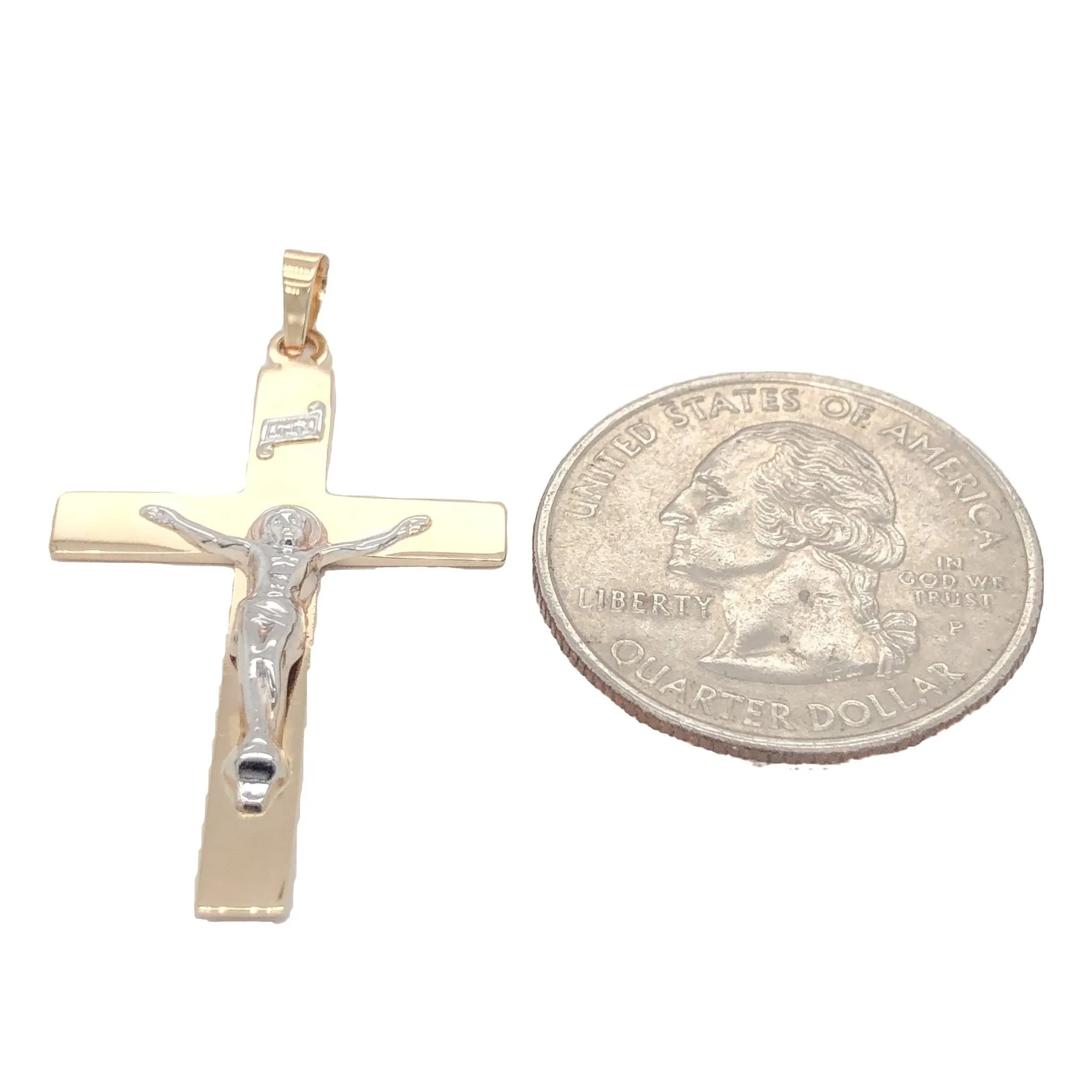 14K TT Gold High Polish Crucifix Cross