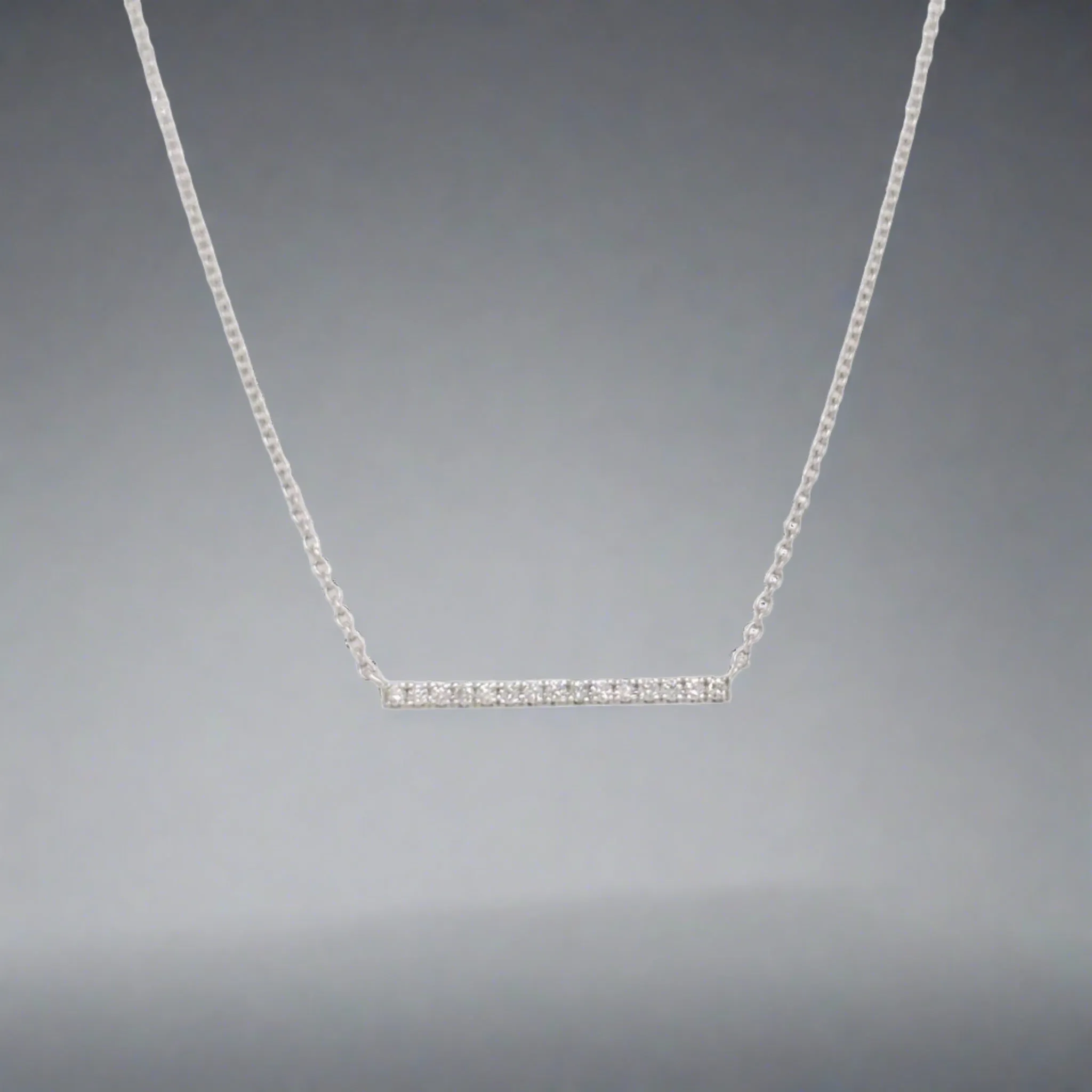 14K W Gold 0.10cttw H/SI1 Diamond Bar Pendant