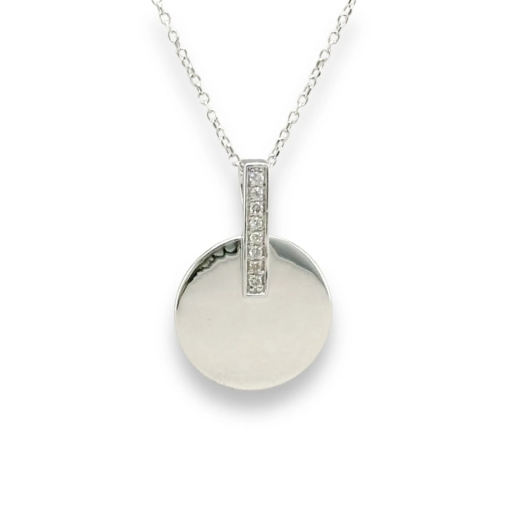 14K W Gold 0.38ctw Disc Diamond Pendant