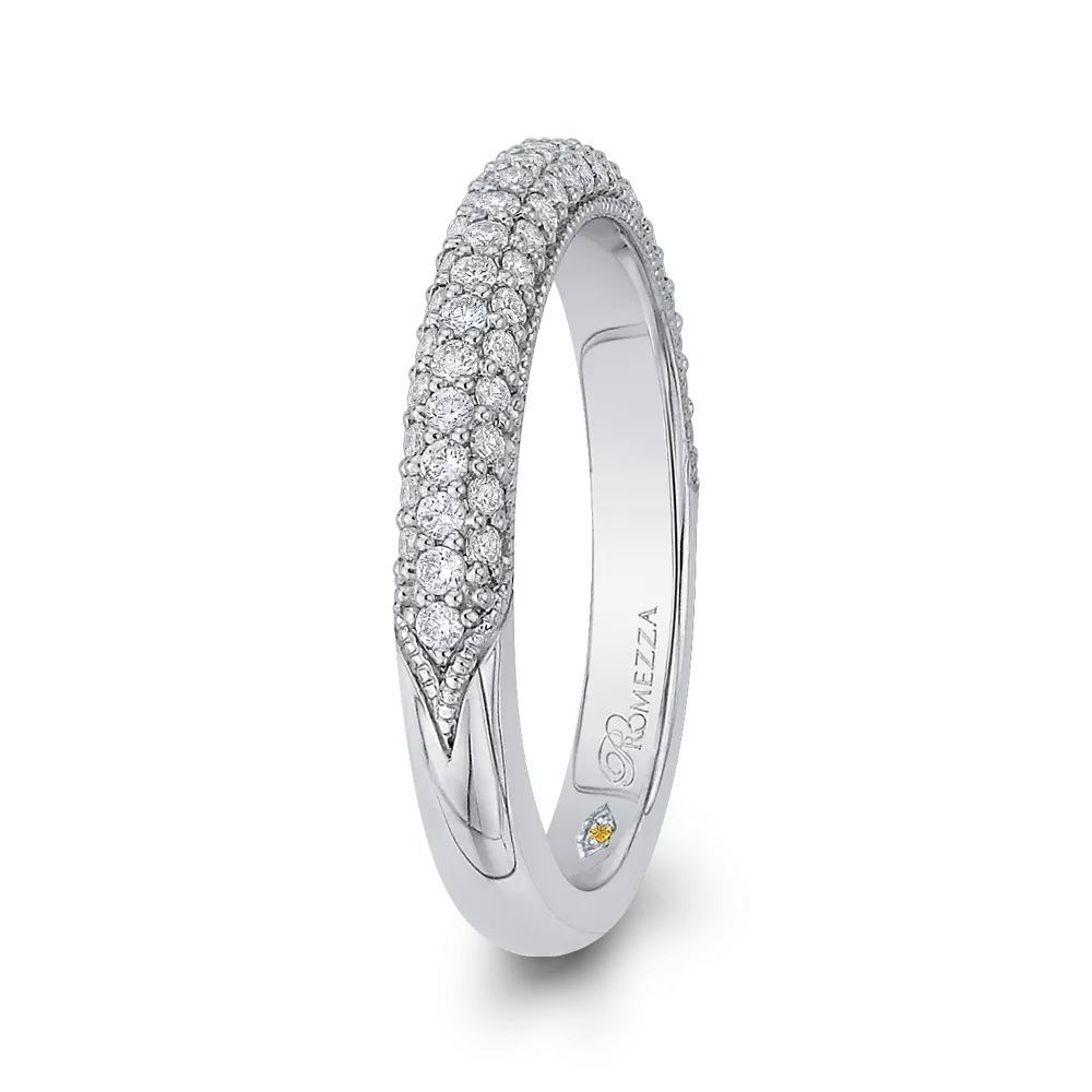 14K White Gold Round Diamond Half Eternity Wedding Band