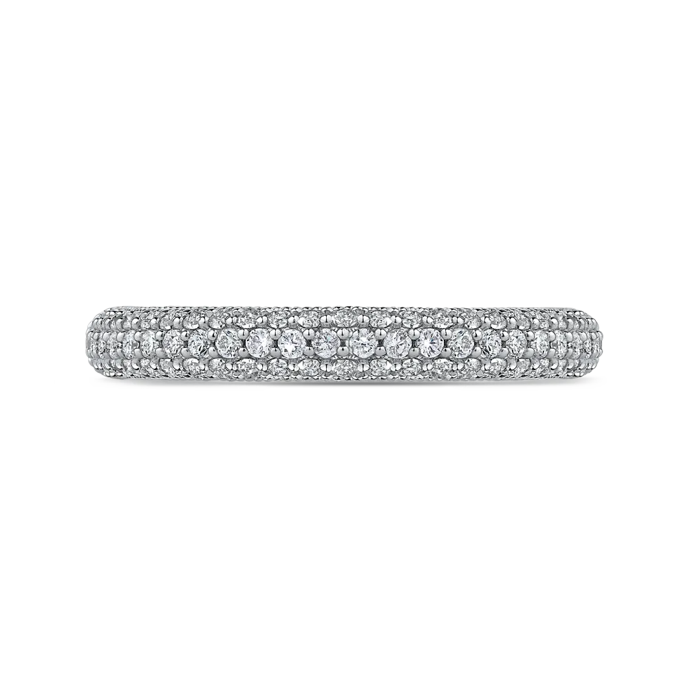 14K White Gold Round Diamond Half Eternity Wedding Band