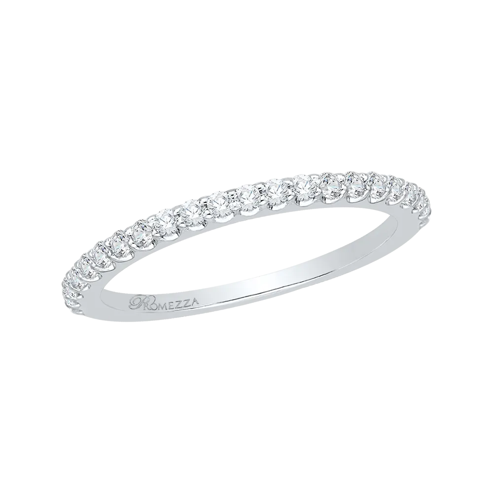 14K White Gold Round Diamond Half Eternity Wedding Band