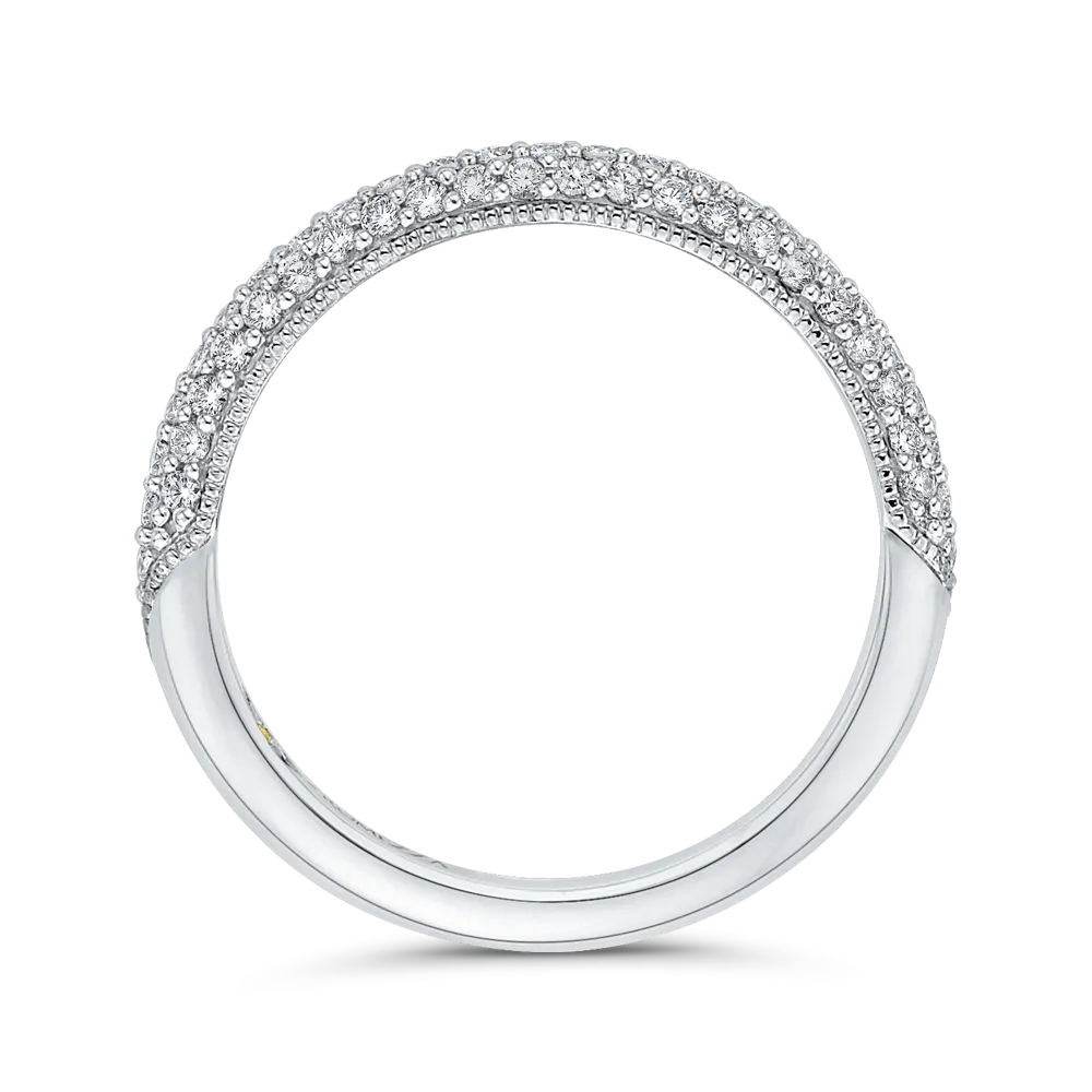 14K White Gold Round Diamond Half Eternity Wedding Band