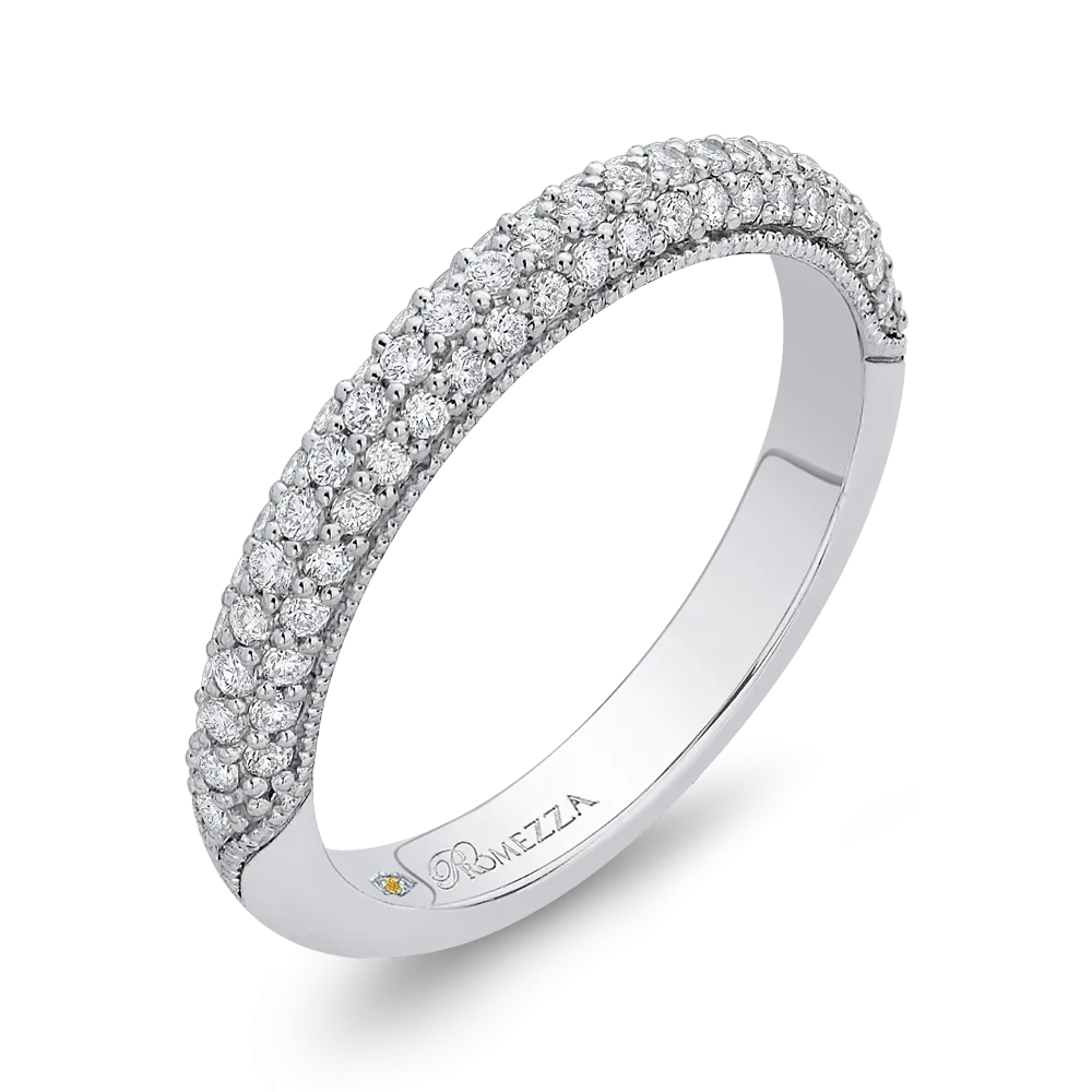 14K White Gold Round Diamond Half Eternity Wedding Band