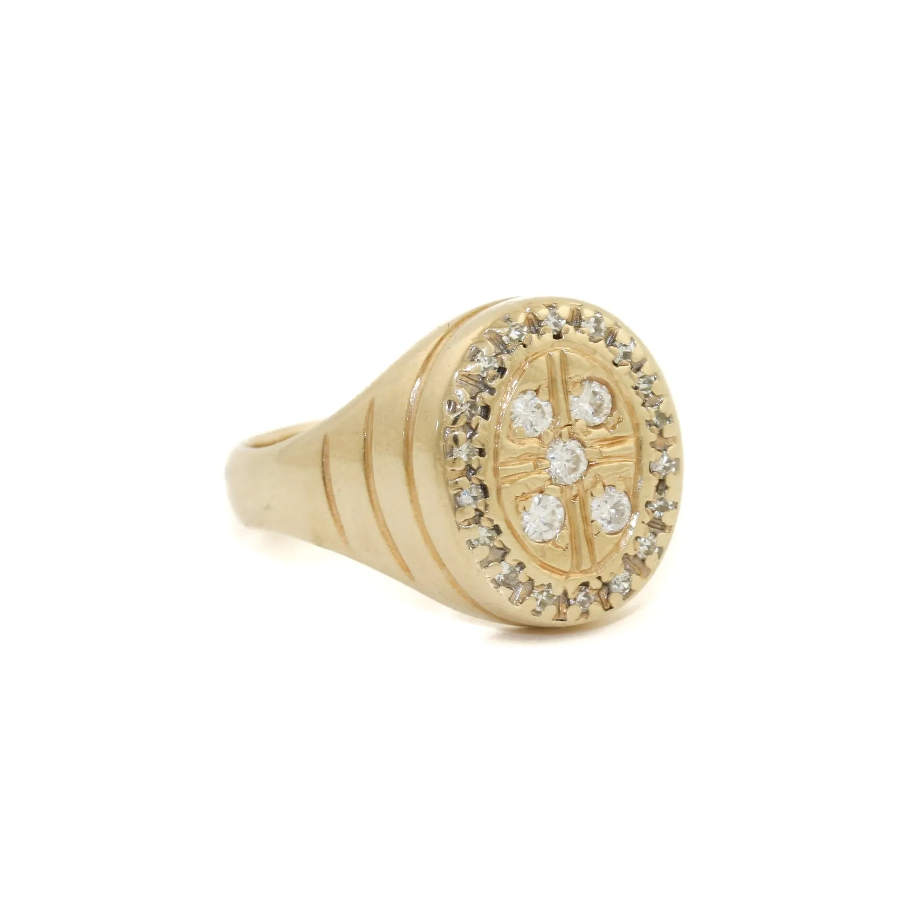 14k x Edwardian Pave Diamond Chevalier Signet