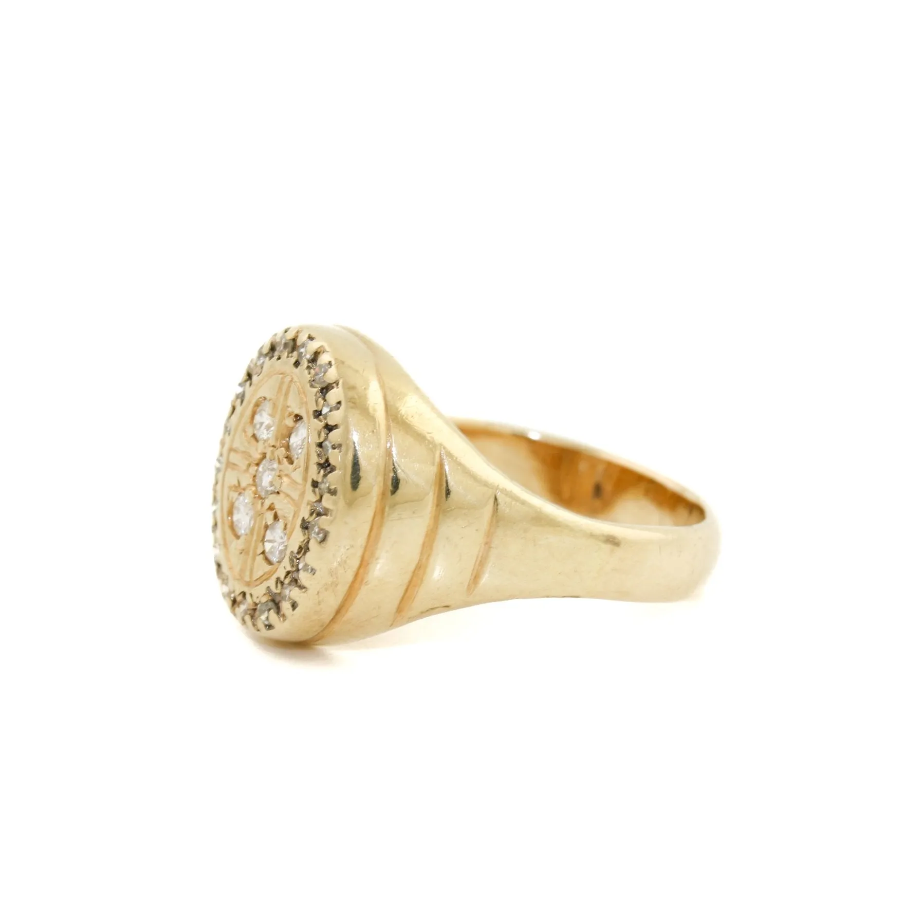 14k x Edwardian Pave Diamond Chevalier Signet