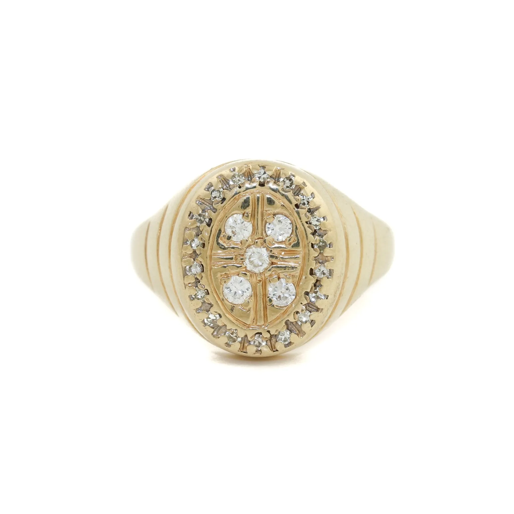 14k x Edwardian Pave Diamond Chevalier Signet
