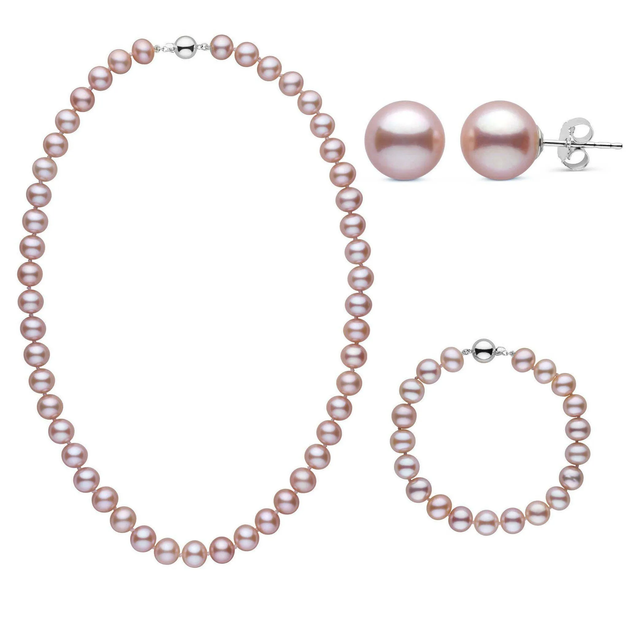 18 Inch 3 Piece Set of 8.5-9.0 mm AA  Lavender Freshwater Pearls