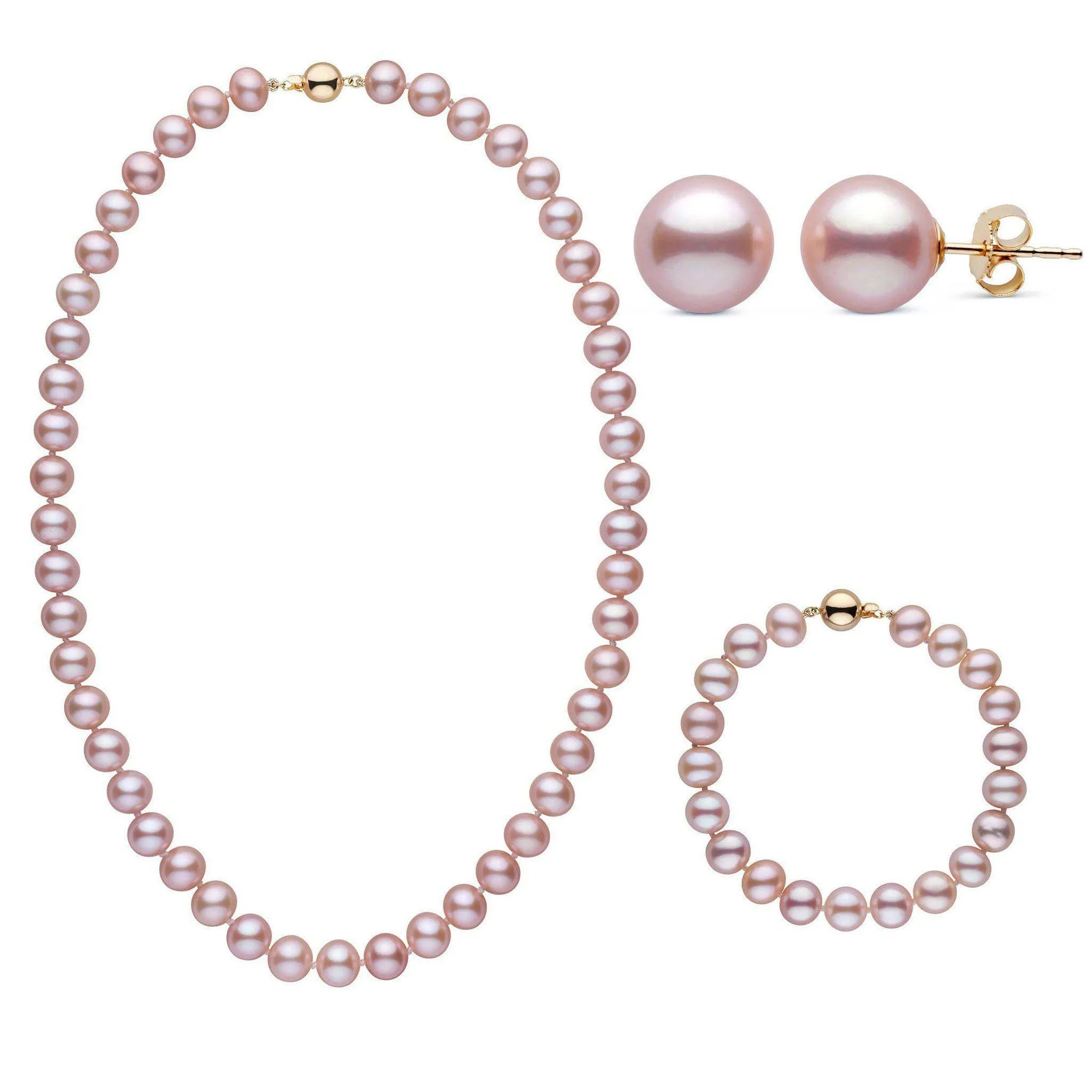 18 Inch 3 Piece Set of 8.5-9.0 mm AA  Lavender Freshwater Pearls