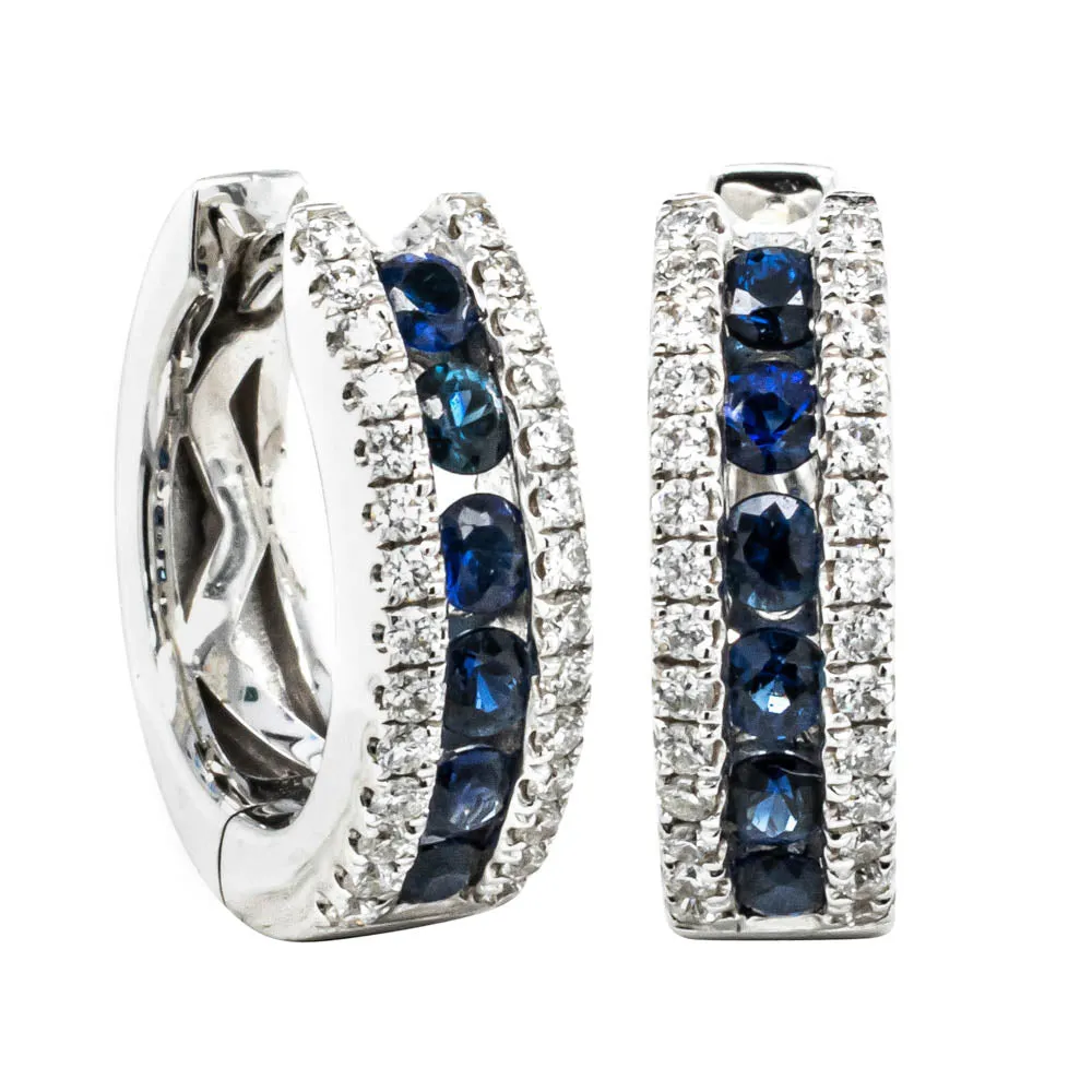 18ct White Gold .41ct Sapphire & Diamond Earrings