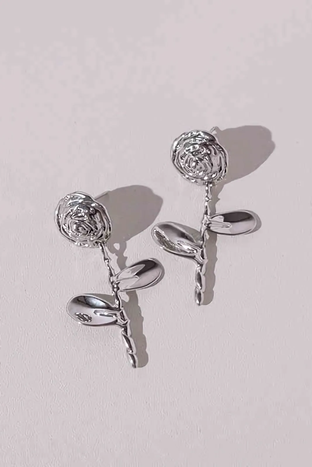 18K Gold Plate Foral Rose Drop Earrings