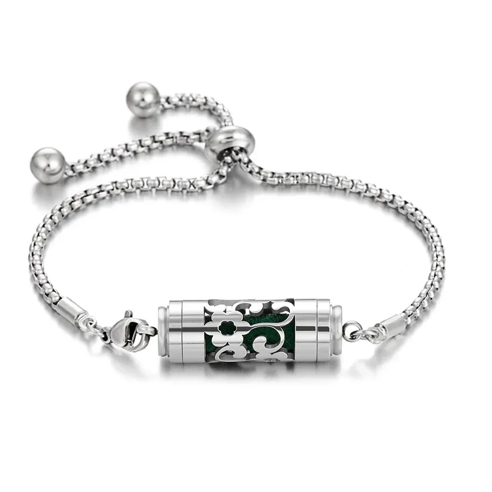 2024 New Stainless Steel Aromatherapy Diffuser Bracelet Locket Adjustable Chain Aroma Perfume Essential Oil Diffuser Bracelet