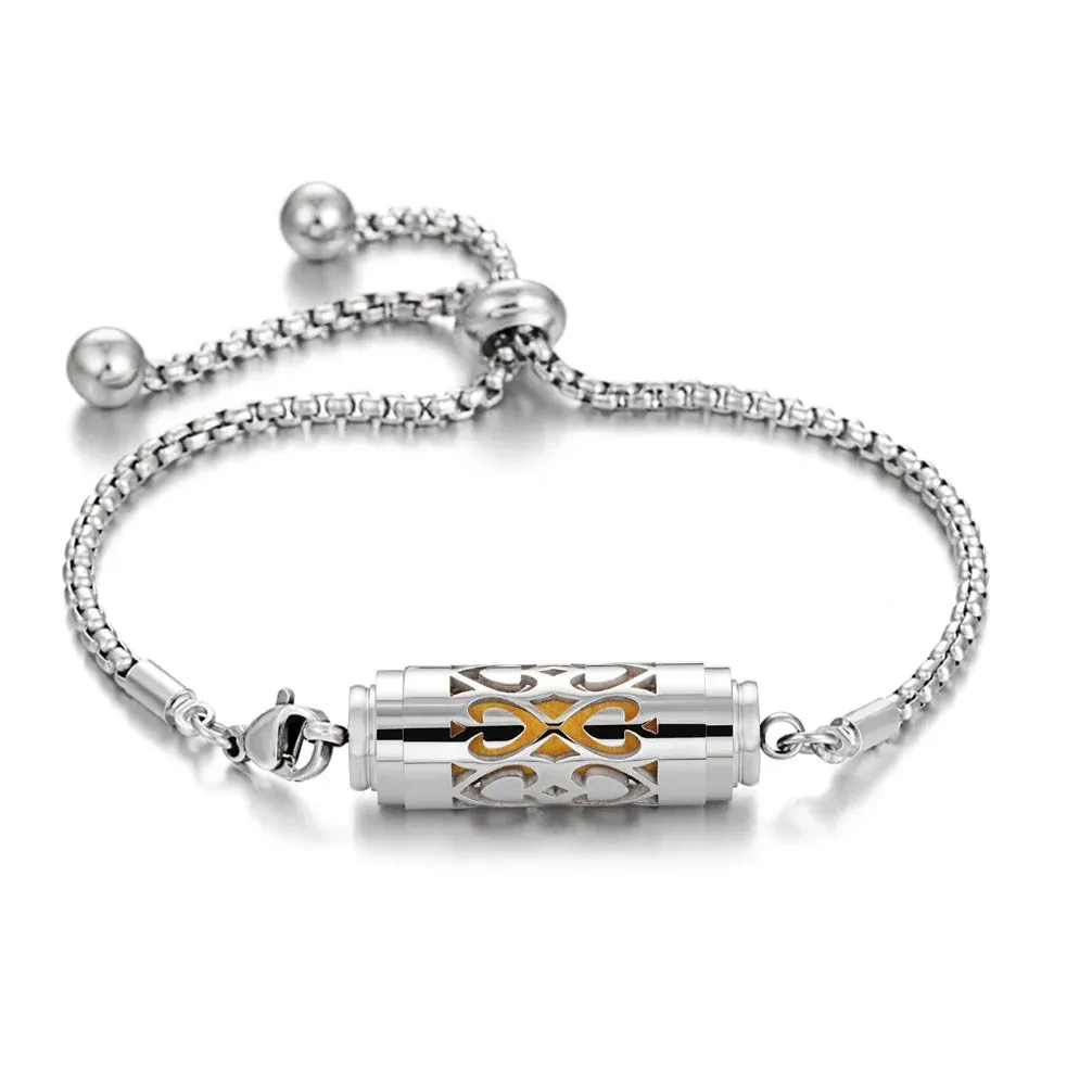 2024 New Stainless Steel Aromatherapy Diffuser Bracelet Locket Adjustable Chain Aroma Perfume Essential Oil Diffuser Bracelet
