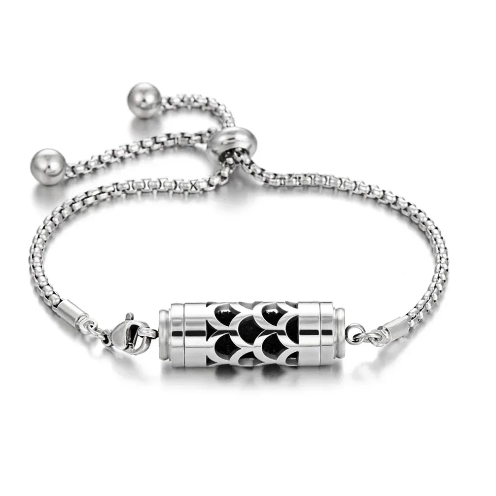 2024 New Stainless Steel Aromatherapy Diffuser Bracelet Locket Adjustable Chain Aroma Perfume Essential Oil Diffuser Bracelet