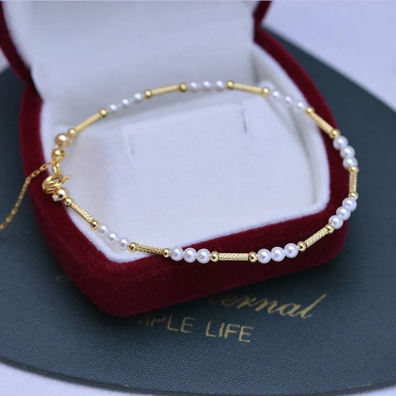 3-4mm White Freshwater Pearl & Beaded Necklace Bracelet (Sold Seperately)