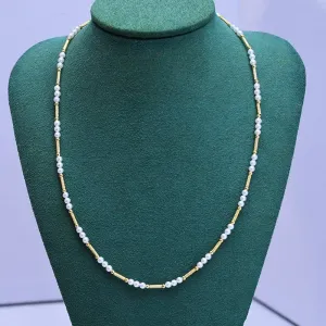 3-4mm White Freshwater Pearl & Beaded Necklace Bracelet (Sold Seperately)