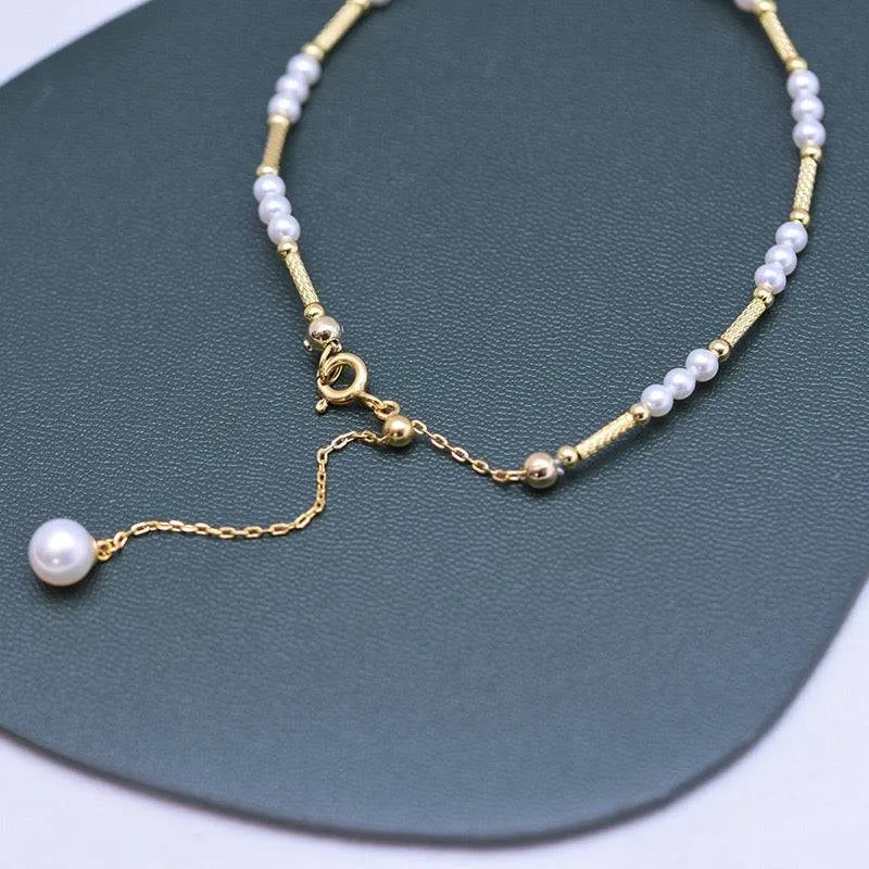 3-4mm White Freshwater Pearl & Beaded Necklace Bracelet (Sold Seperately)