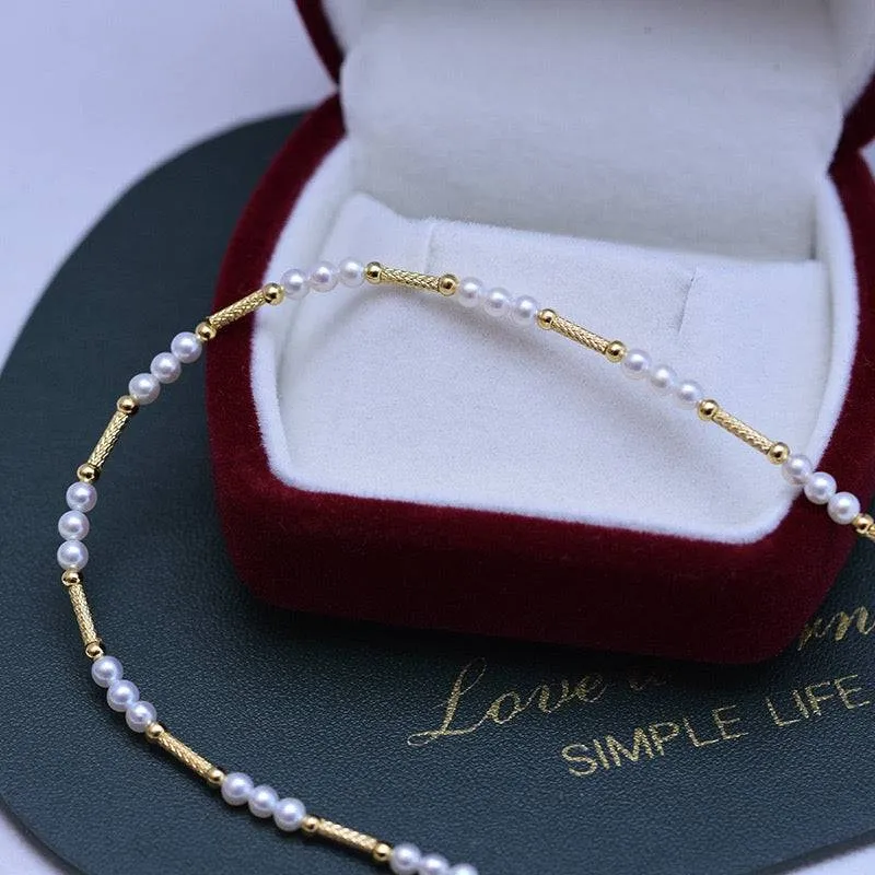 3-4mm White Freshwater Pearl & Beaded Necklace Bracelet (Sold Seperately)