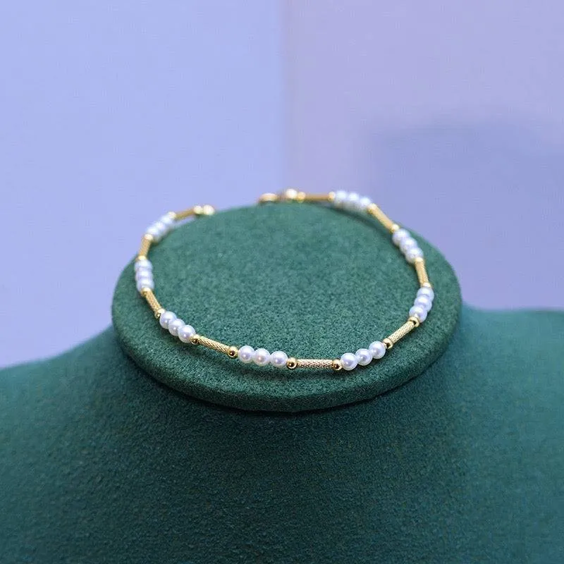 3-4mm White Freshwater Pearl & Beaded Necklace Bracelet (Sold Seperately)