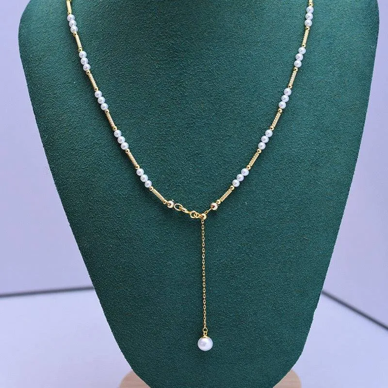 3-4mm White Freshwater Pearl & Beaded Necklace Bracelet (Sold Seperately)