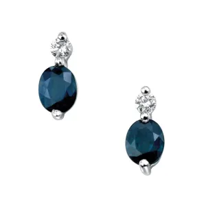 9ct White Gold Sapphire and Diamond Drop Stud Earrings GE753L