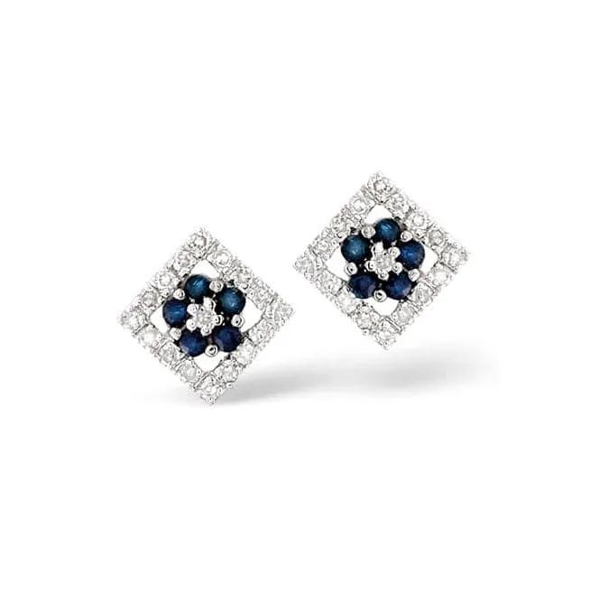 Acotis Diamonds 9K White Gold 0.24ct Diamond 0.22ct Sapphire Earrings F1690
