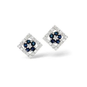 Acotis Diamonds 9K White Gold 0.24ct Diamond 0.22ct Sapphire Earrings F1690