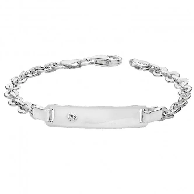 Acotis Silver Babies ID Bracelet with Zirconia Stones G2229