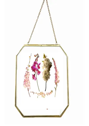 A.H Royal Art Decorative Vintage Style Octagon Brass & Glass Metal Hanging Photo Frame with (Vertical) Golden Colour (Size - 5x7 inch)