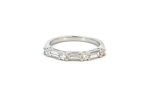 Alternating Baguette & Round Diamond Wedding Band Ring
