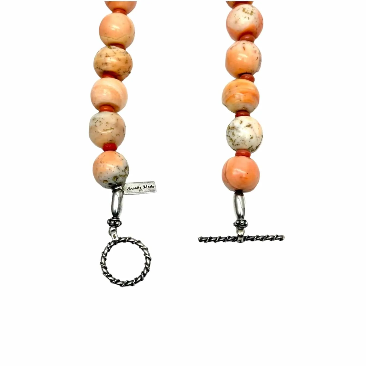 ANNETTE MARIE Vintage Hand-Knotted Coral Beaded Necklace