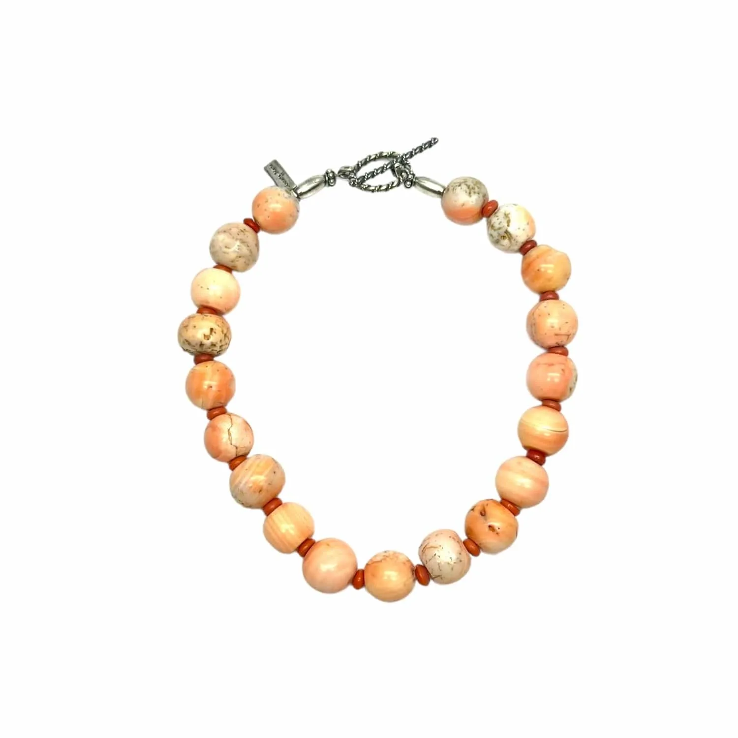 ANNETTE MARIE Vintage Hand-Knotted Coral Beaded Necklace